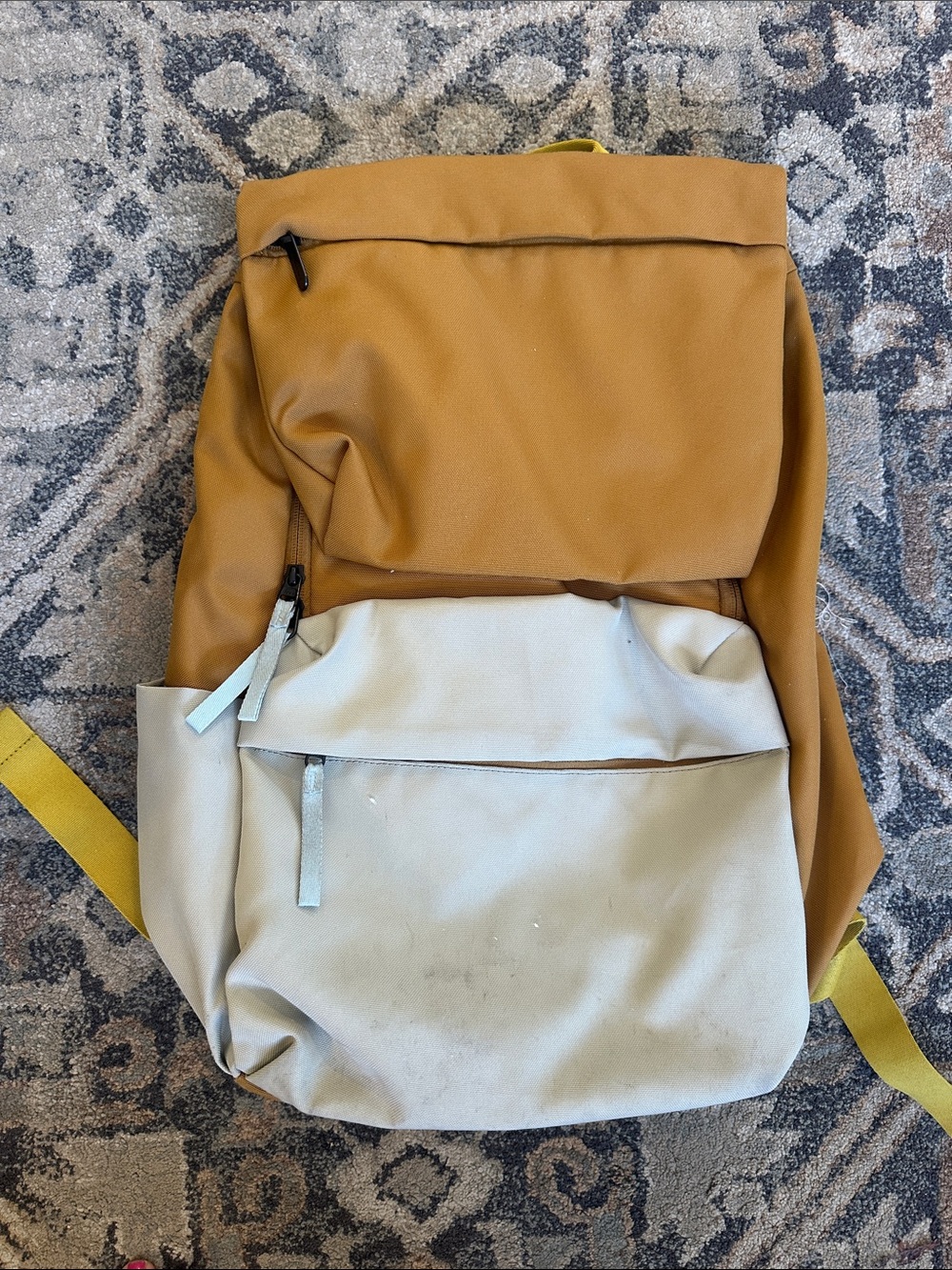 Everlane Casual Two-Tone Canvas Backpack in Tan & Cream